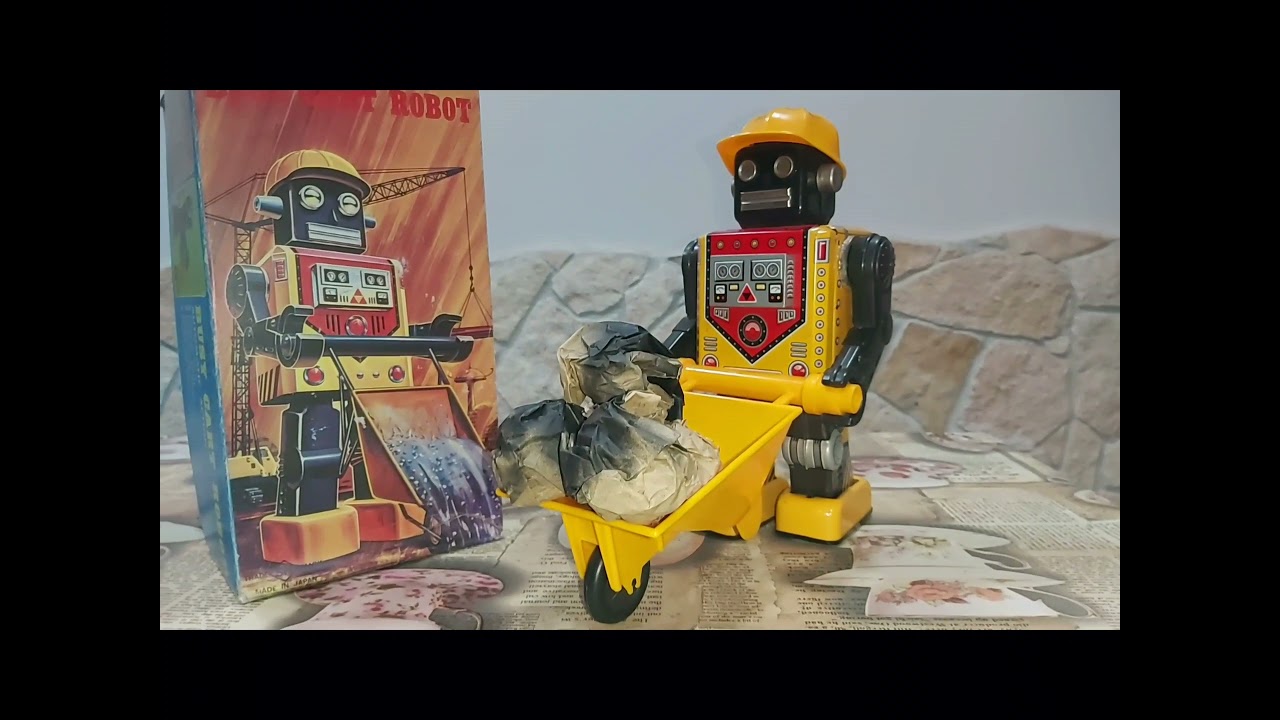 Busy Cart Robot - Horikawa Vintage Tin Toy Battery Operated 1960 Japan