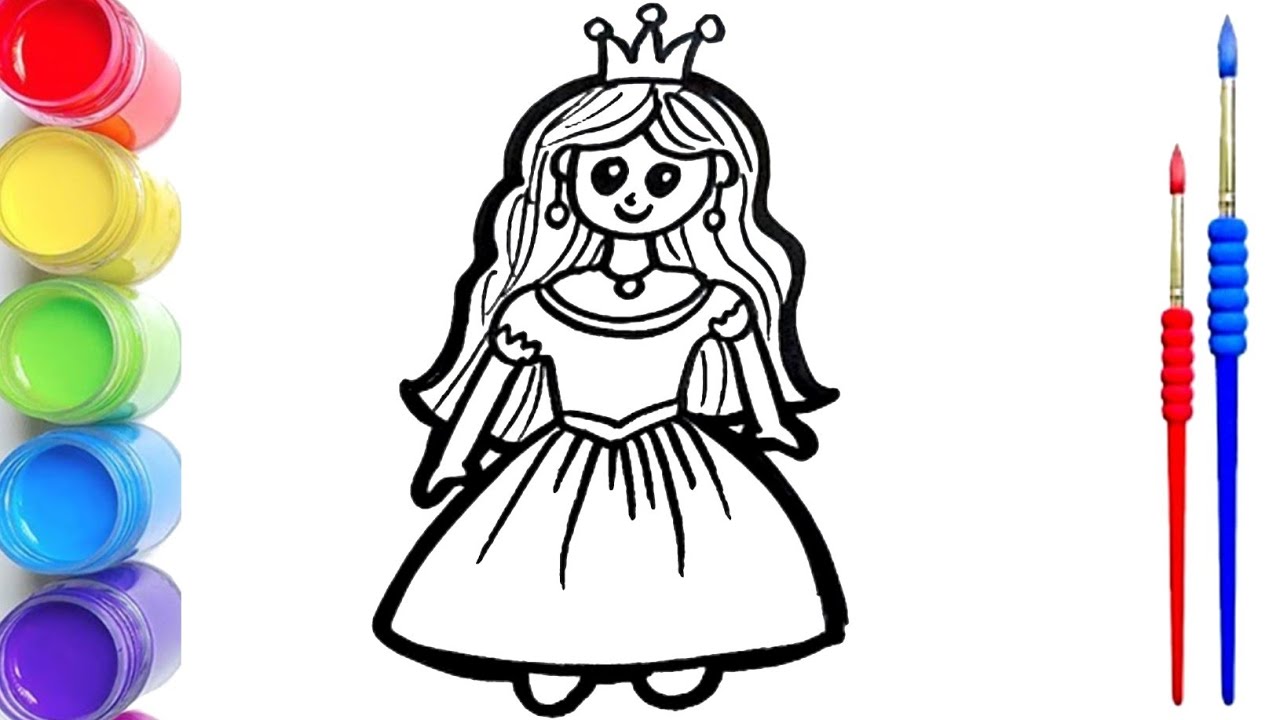 Easy Elsa Frozen Princess drawing easy with colours | Easy princess drawing step by step for kids 