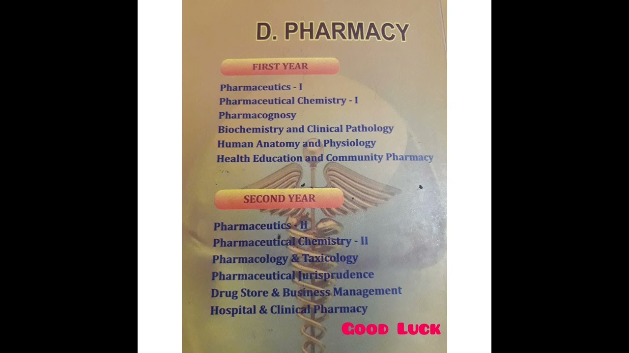 D - Pharmacy 2Year Diploma pharmacy Syllabus  And Subject Name