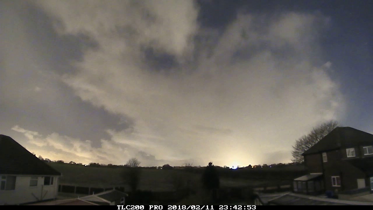 Wintry overnight timelapse from Irlam, 11th/12th February 2018