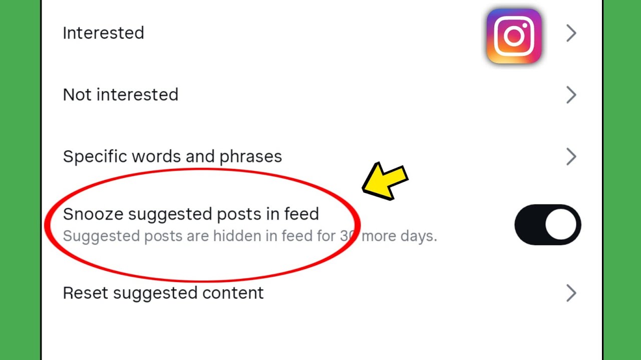Instagram Snooze suggested posts in feed settings