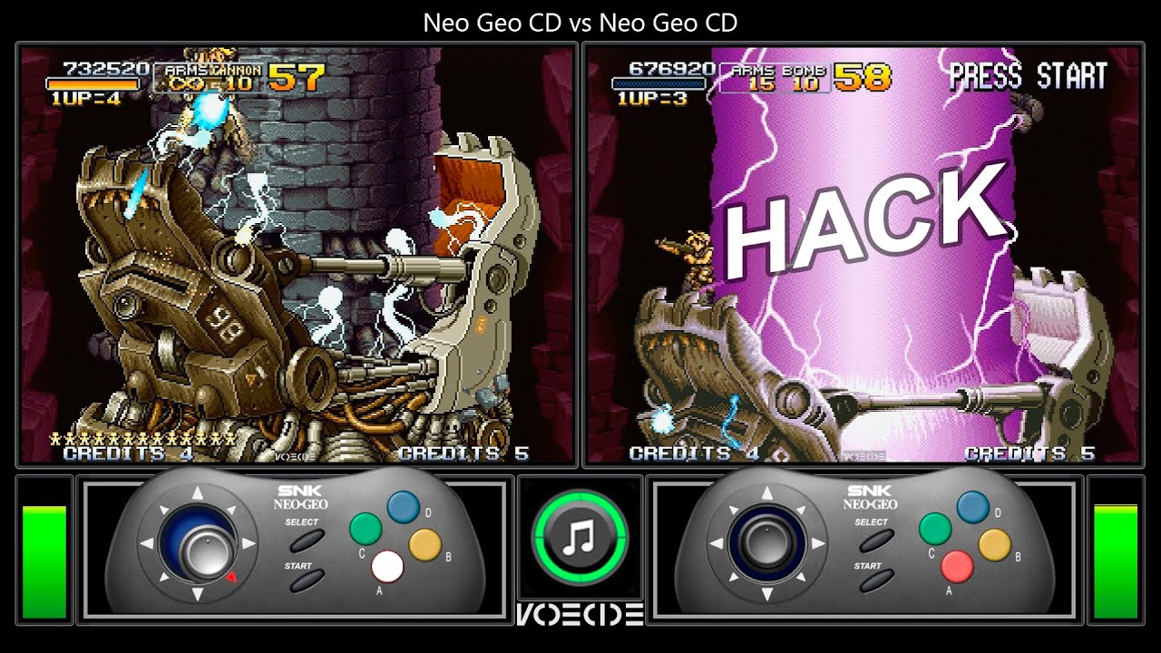 [Hack] Metal Slug 2 (Neo Geo CD vs Neo Geo CD) Gameplay Comparison