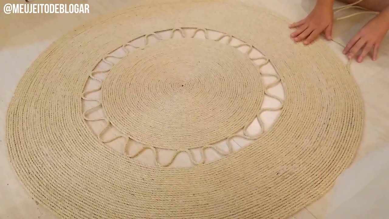 Tapete grande de corda com R$70,00 (meu primeiro tapete colado  Diy)