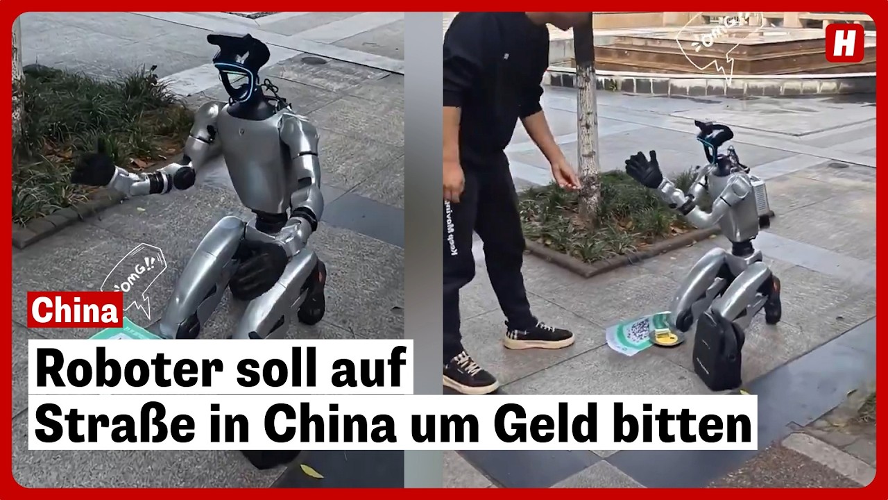 Roboter soll auf Stra&szlig;e in China um Geld bitten