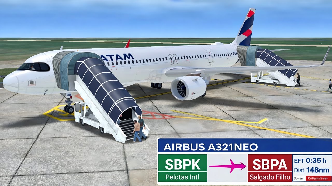 ✈️ VOO COMPLETO RFS | Airbus A321 Neo 🇧🇷📍 SBPK (Pelotas) – ➡️ SBPA (Salgado Filho) Quad Hd.