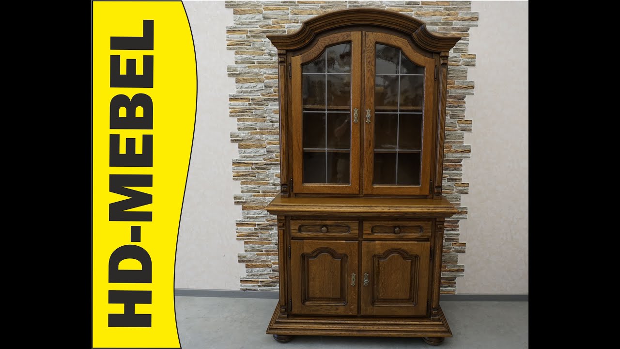 www.HD-MEBEL.pl *** WITRYNA Z KOMODĄ DĘBOWA CIEMNA 4 DRZWIOWA SZER. 125 CM
