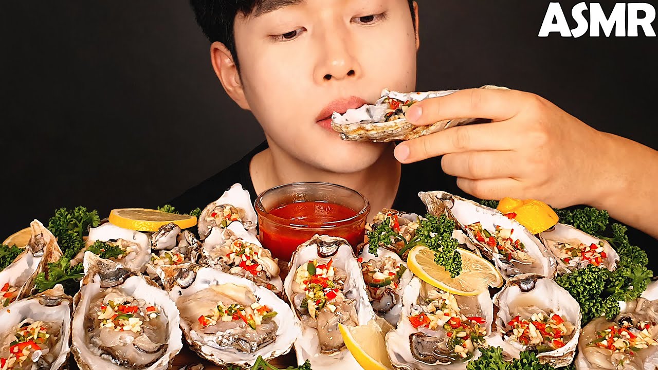 COOKING ASMR | How to eat deliciously raw & grilled oysters mukbang | no talking eating sounds