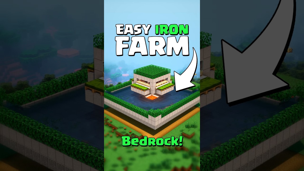 Minecraft Tutorial | BEST IRON Farm 🚀 ( Bedrock 1.21 ) #shorts  #minecraft