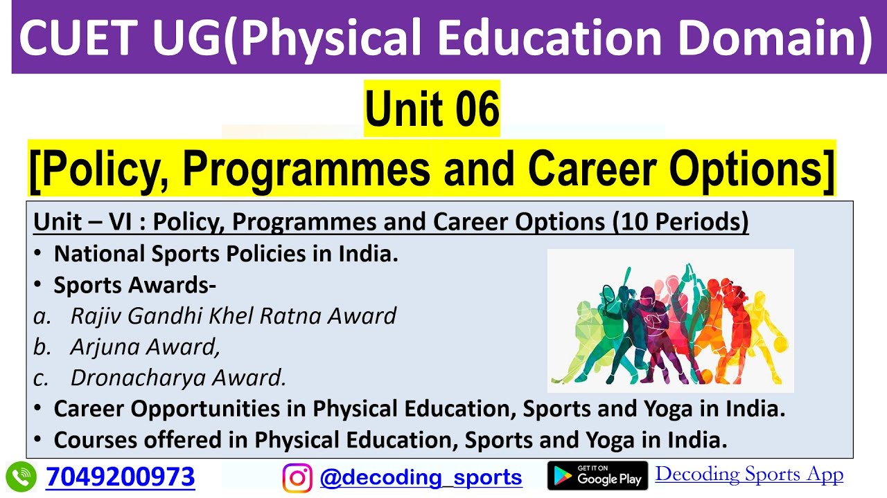 Unit 06 Policy, Programmes and Career Options. Complete Unit in One Video #cuetugphysicaleducation