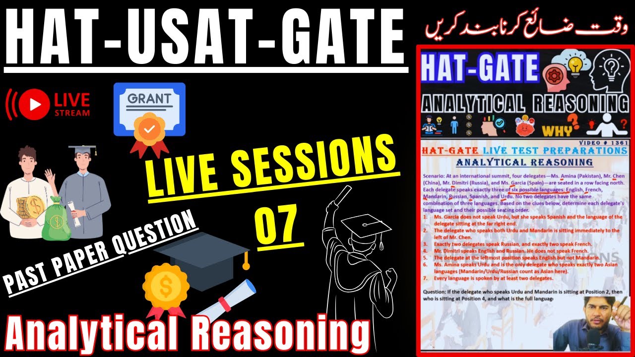 HAT USAT GATE Test 2025 || Top Analytical Reasoning MCQS Explained || Live Series No 07