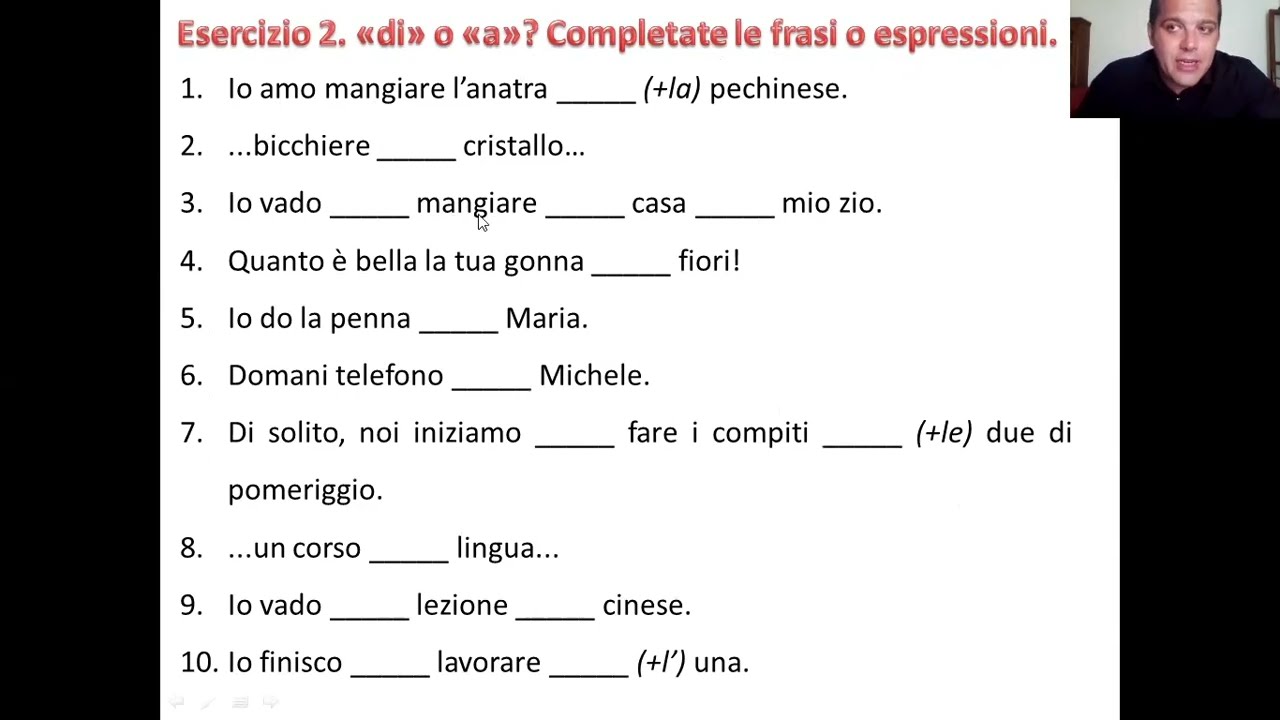 16. Usi del P.I. e le Prep. Semp. (DI - A) / 现在时的用法和简单介词 (DI - A) / Simple prepositions (DI - A)