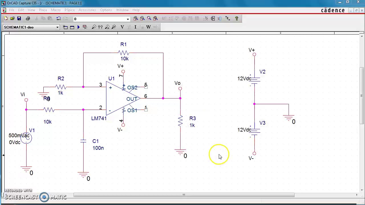 Orcad - Low pass filter using Op-amp - frequency response