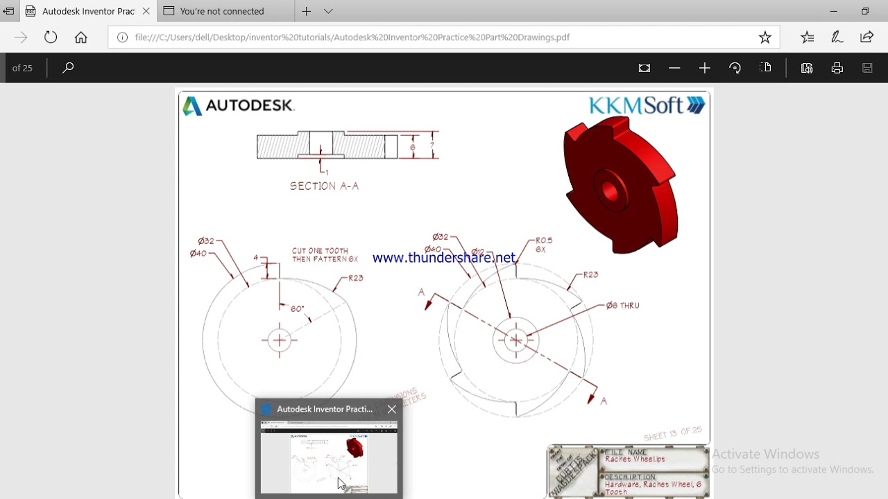 Autodesk Inventor Tutorial | Rachet Wheel