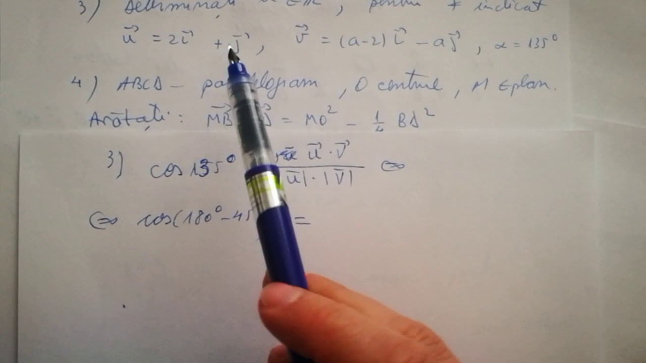 Produsul scalar a doi vectori. Unghiul dintre doi vectori (cosinusul). Aplicatii