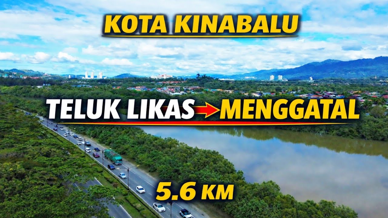 Drone View Teluk Likas ke Menggatal, Kota Kinabalu | 5.6 km