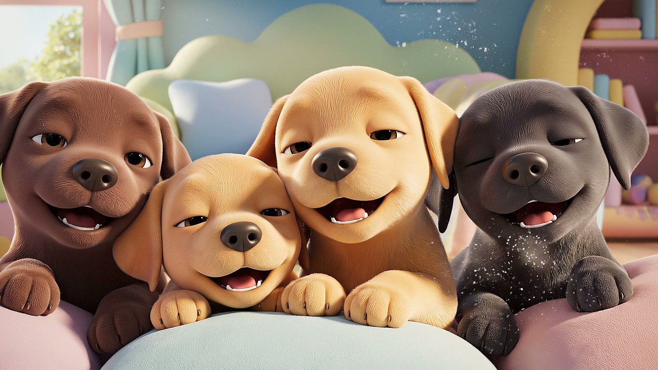 Four Little Toy Puppies Wag Wag Wag | Puppy Song & Animal Sounds for Kids