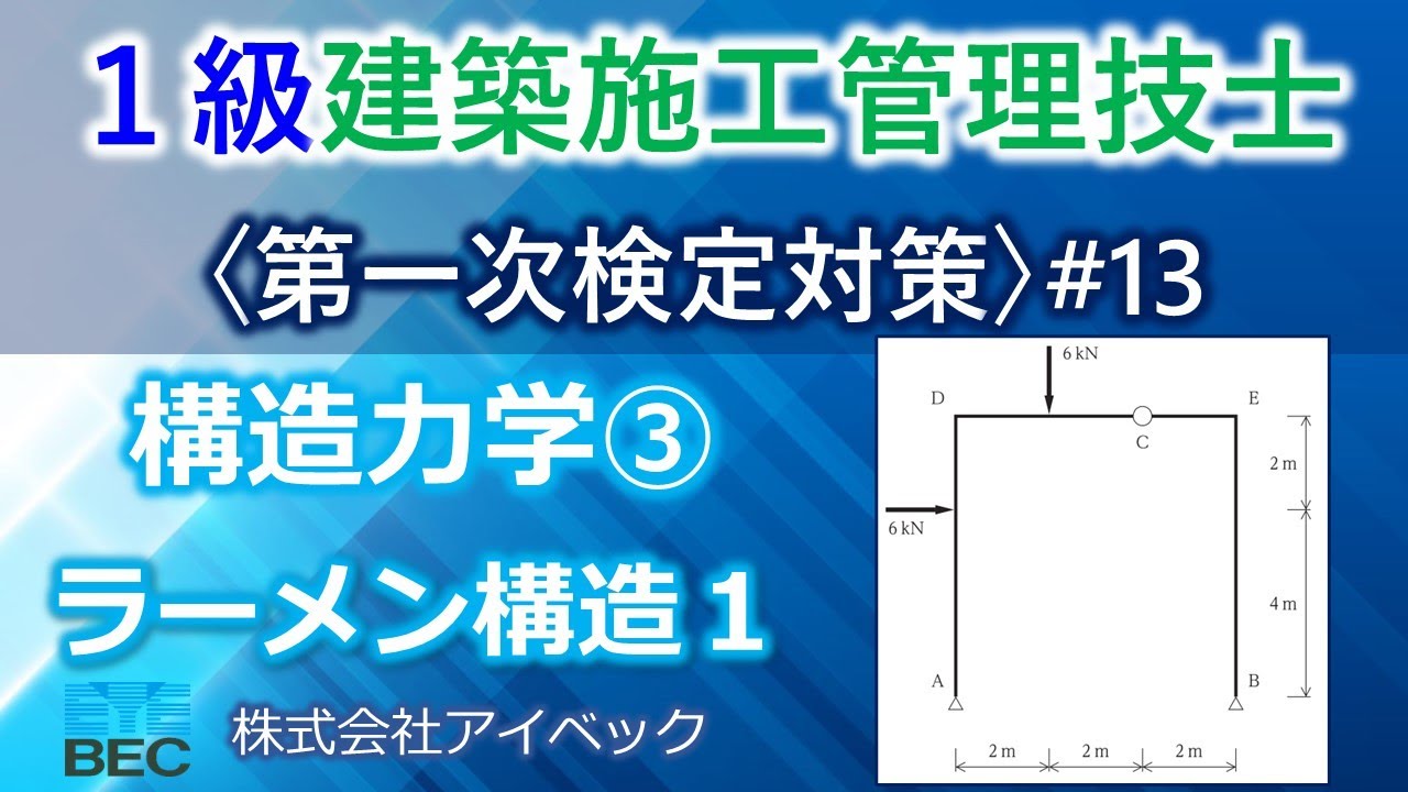 【１級建築施工管理技士／第一次検定対策#13】構造力学③／ラーメン構造１