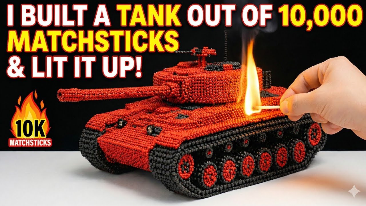 I Built a TANK Out of 10,000 Matchsticks & Lit It Up! 🔥 #fireart #art #asmr #EMart #viralvideo 