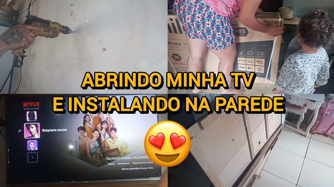🌸ABRINDO MINHA TV NOVA PARA MEUS IRMÃOS VER E INSTALANDO NA PAREDE 😍 