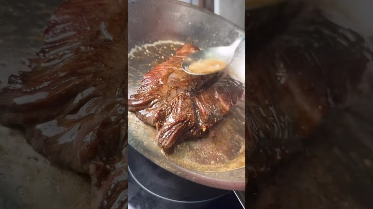ONGLET DE BOEUF SAUCE VIN ROUGE ECHALOTE 😋Part 1 #vin #onglet #vinrouge #viande #meat #cuisson