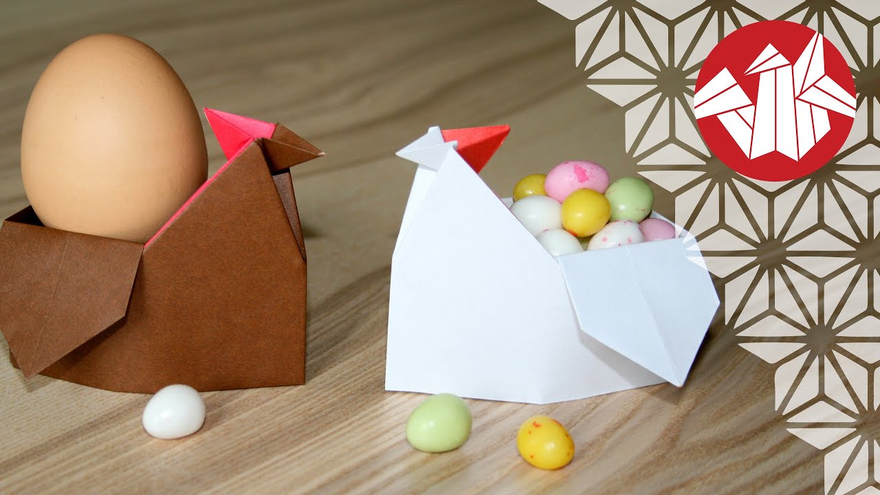 Tuto Origami - Poule de Paques - Coquetier [Senbazuru]