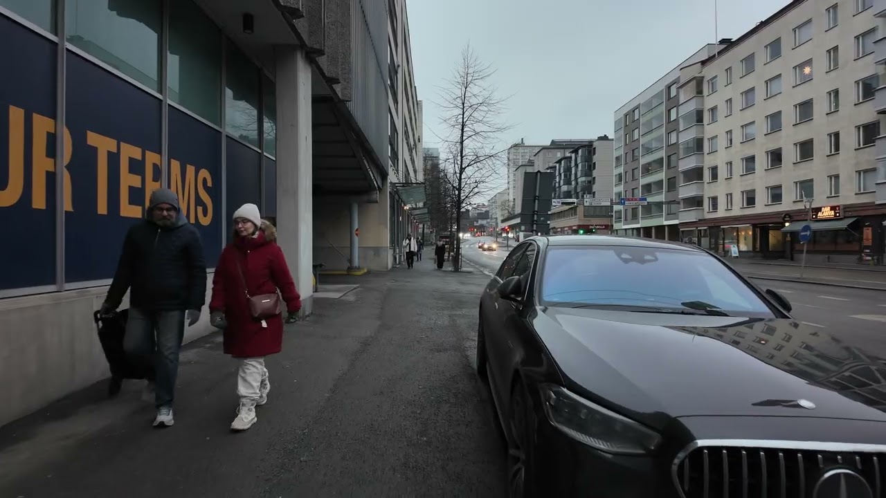 Tampere City Centre Night Winter Walk 🇫🇮 Cold City Centre | Finland 2026 4K Binaural Walking Tour 🇫🇮
