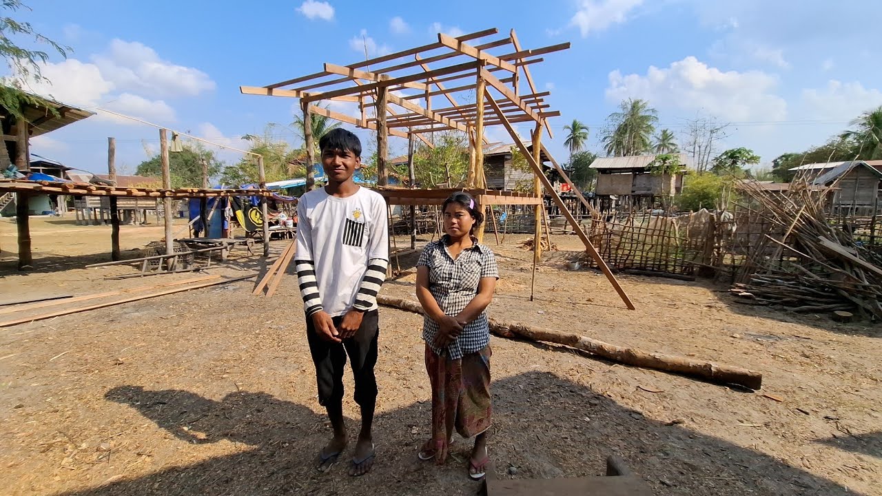 บ้านน้องเติ้นยกเสาร็แล้วไวมาก🇱🇦❤️🇹🇭#แม่น้องรุ่งบ้านนา 