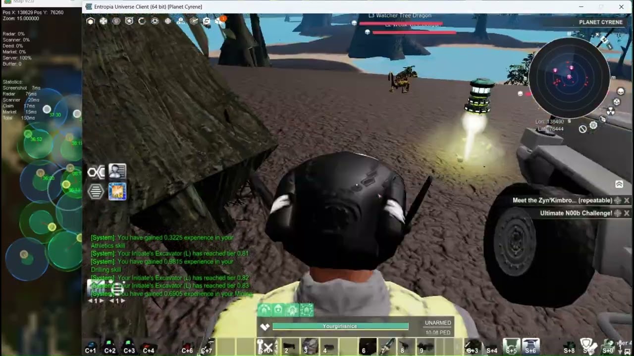 Mining run on Planet Cyrene | beginner's profit/loss analysis at the end | Entropia Universe