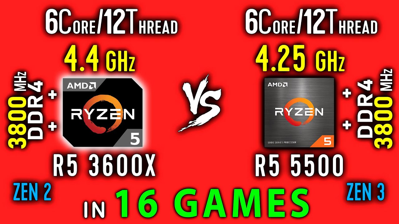 Ryzen 5 3600X OC vs Ryzen 5 5500 Test in 16 Games or R5 5500 vs R5 3600X