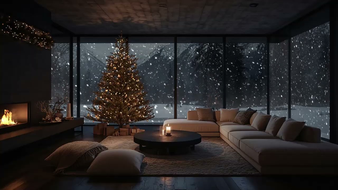 Snow Storm in a Cozy Winter Cabin | Fireplace Crackling, Relaxing Blizzard Sounds for Deep Sleep
