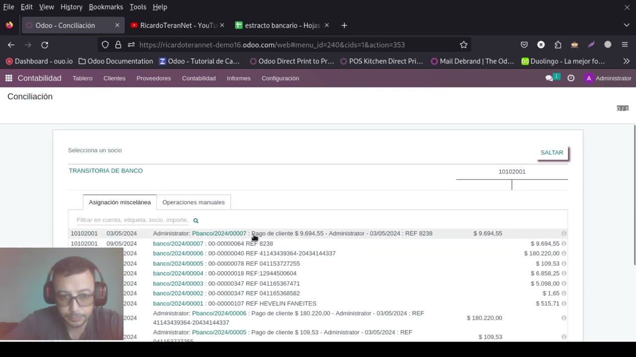 Conciliación Bancaria con extracto Bancario en Odoo 16 2024