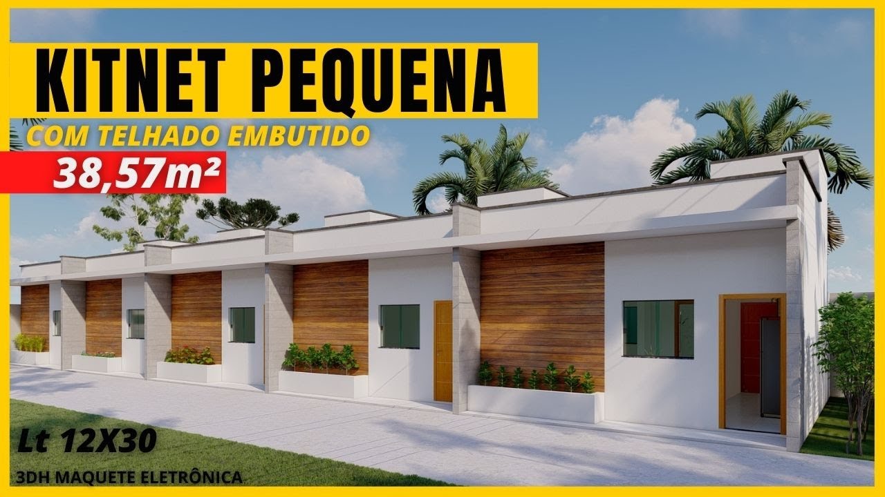 KITNET PEQUENA COM TELHADO EMBUTIDO [ Kitnet 5,80 x 5,80 ]