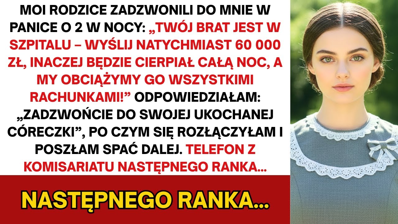 Rodzice zadzwonili o 2 w nocy, żądając 15 000 zł za brata, jednak potem telefon policji ujawnił...