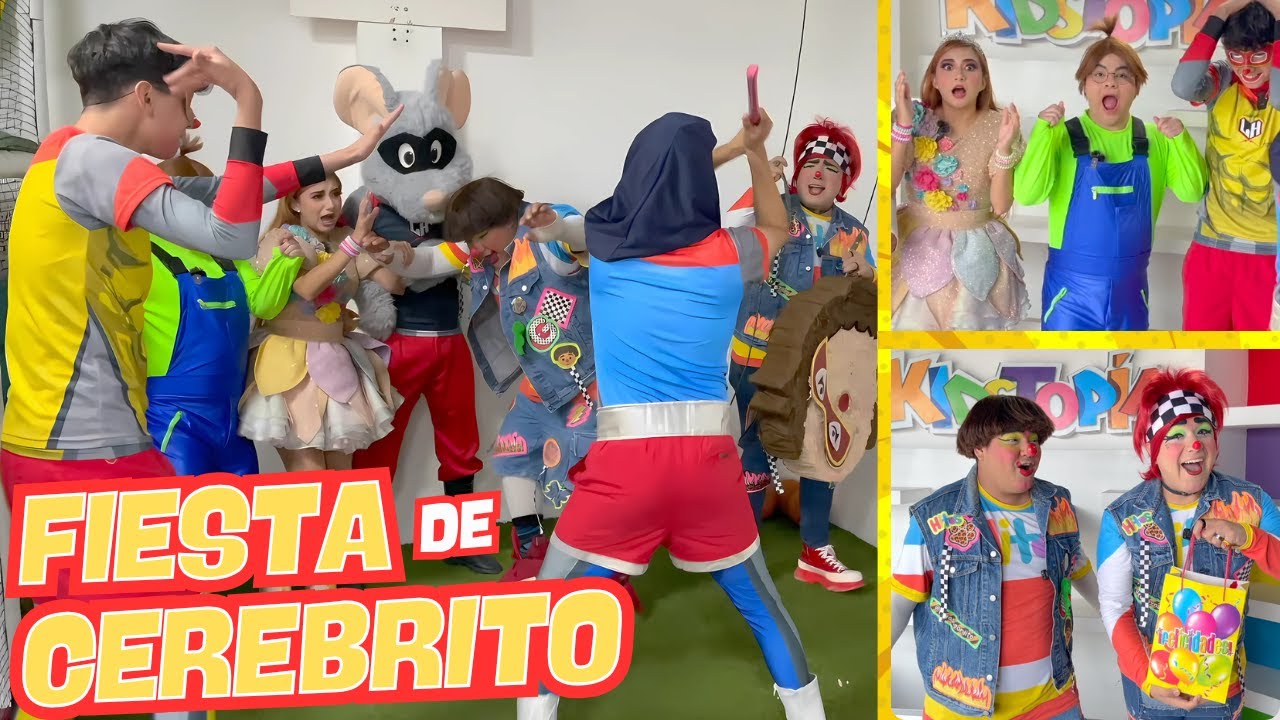 FIESTA DE CEREBRITO / MEME SE PORTA MAL / RAMITO Y GORDITO LLEVAN REGALOS / FLOWY LE PEGA ALA PIÑATA