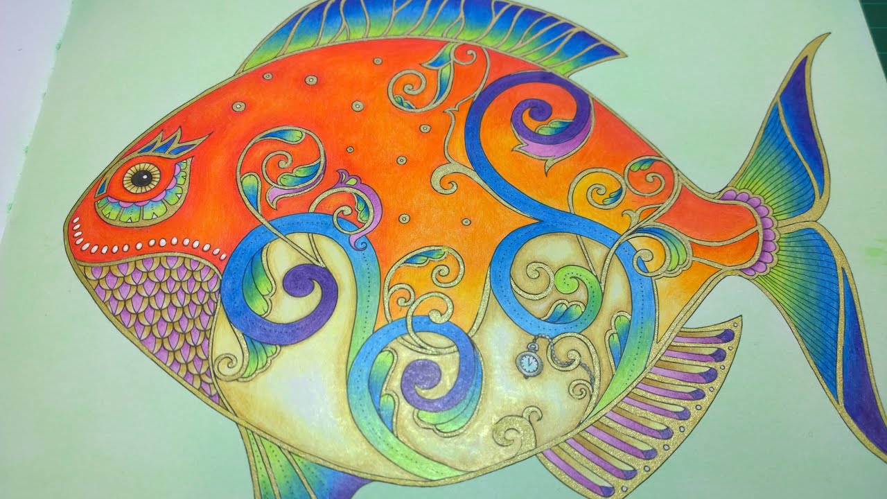 Speed Colouring. Lost Ocean with Pencils and Gel pens.
