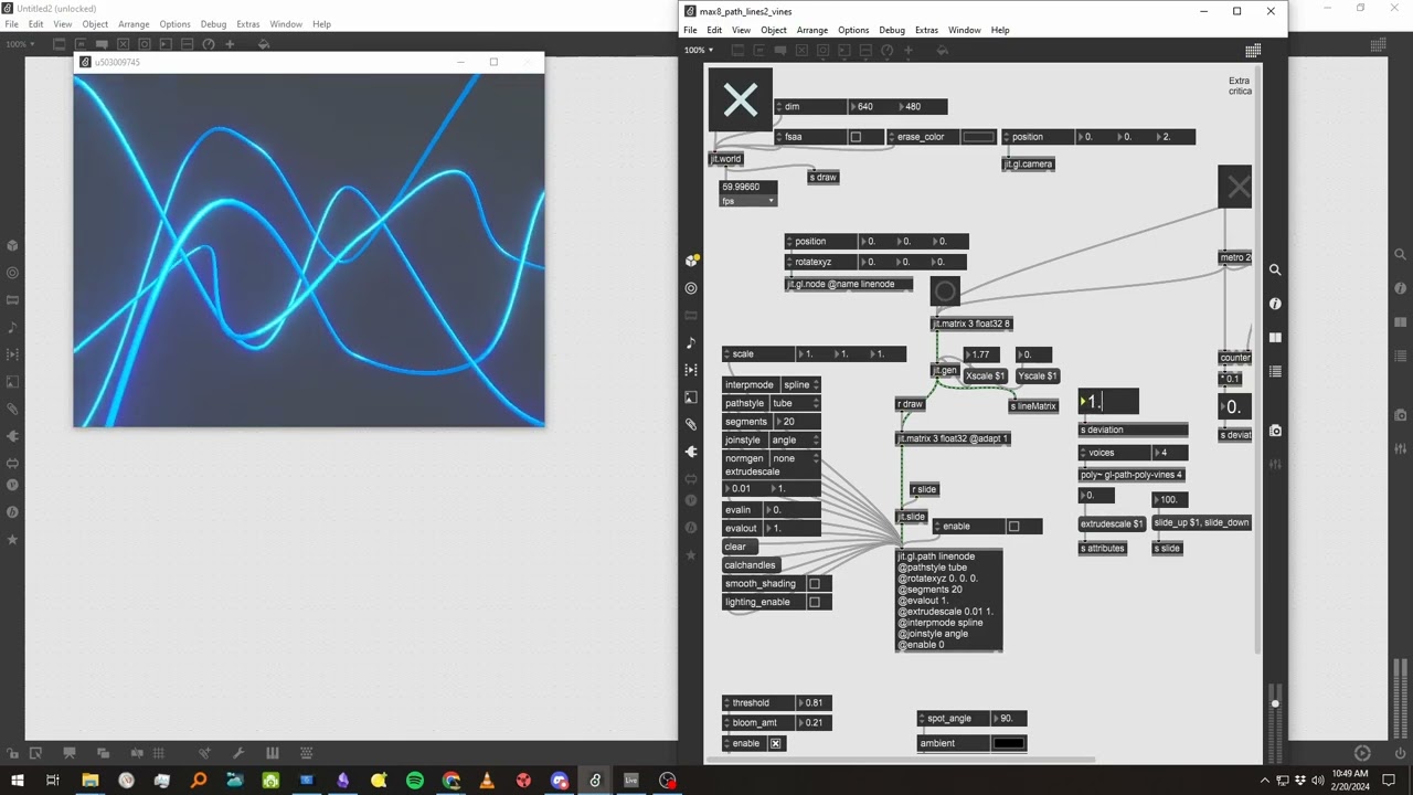 max/msp/jitter jit.gl.path techniques