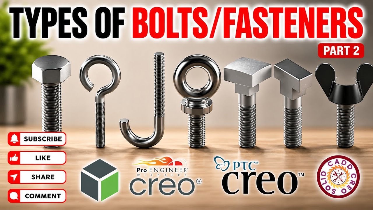 Design Of Different Types Of Bolts | Types Of Bolt Heads | Types Of Fasteners | Fasteners Bolt (02)