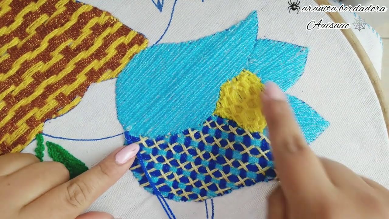 Bordado fantasia Tulipán 2-21/ Bordado para servilletas/ Puntada paso a paso