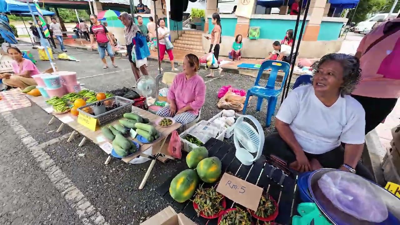 PEKAN SONG TERKENAL DENGAN BUAH DABAI // JALAN DI TAMU TEPI SUNGAI REJANG SONG // 