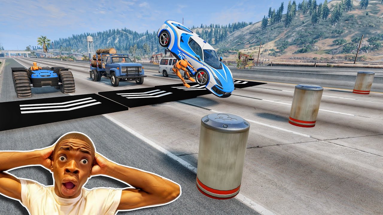 Cars vs Bollards 😱 - [BeamNG.Drive]