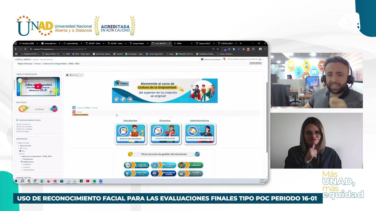 Uso de reconocimiento facial para las  evaluaciones Finales tipo POC periodo 16-01 (2031)