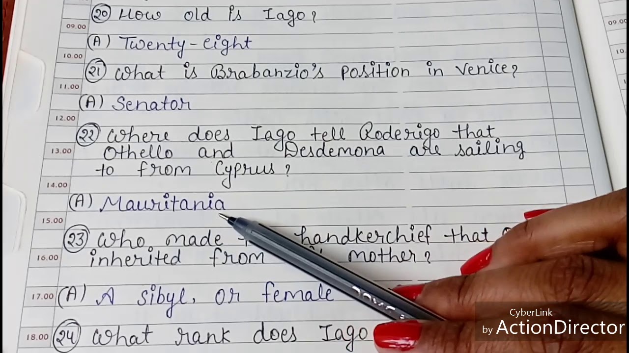 ENGLISH LITERATURE || OTHELLO BY SHAKESPEARE || QUIZ || QUESTIONS