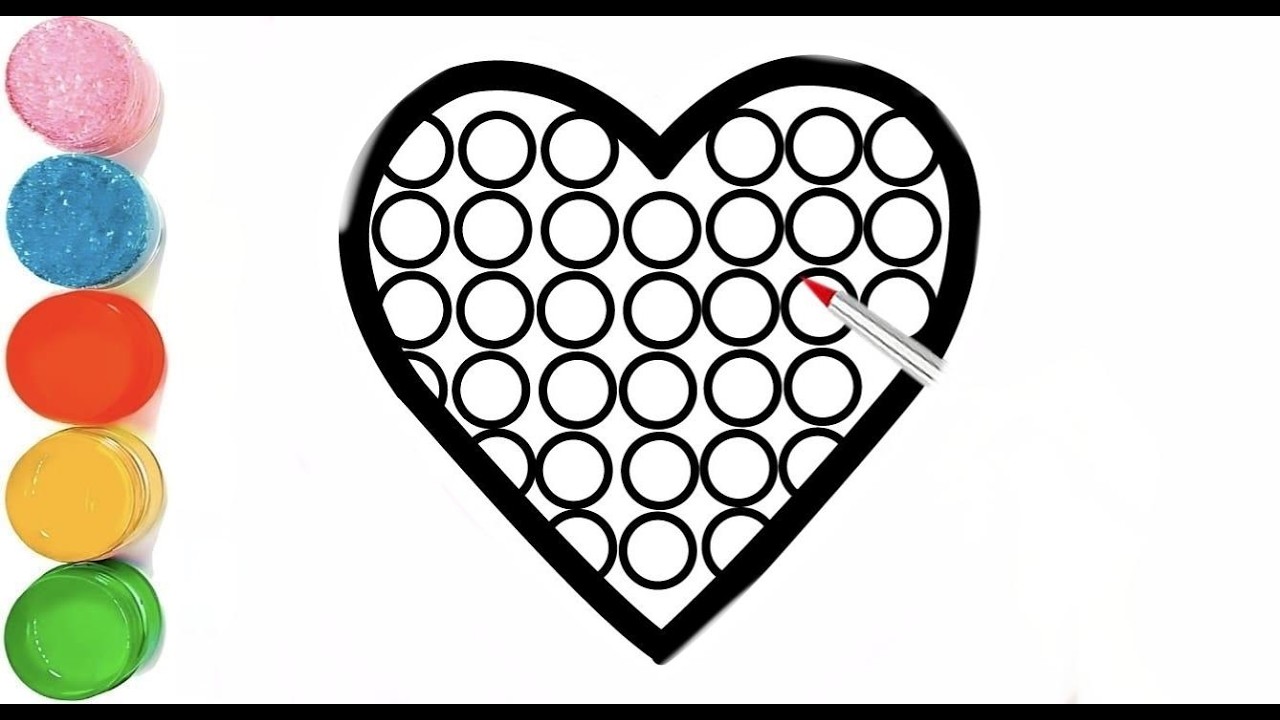 How To Draw a Heart Popit Drawing | Beautiful Heart Drawing For Kids | Rainbow Colour Popit Drawing