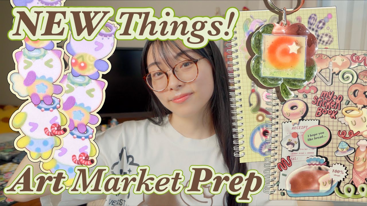 Night Owl Artist Vlog | new items, art market prep, making a new item! Clover charms🍀