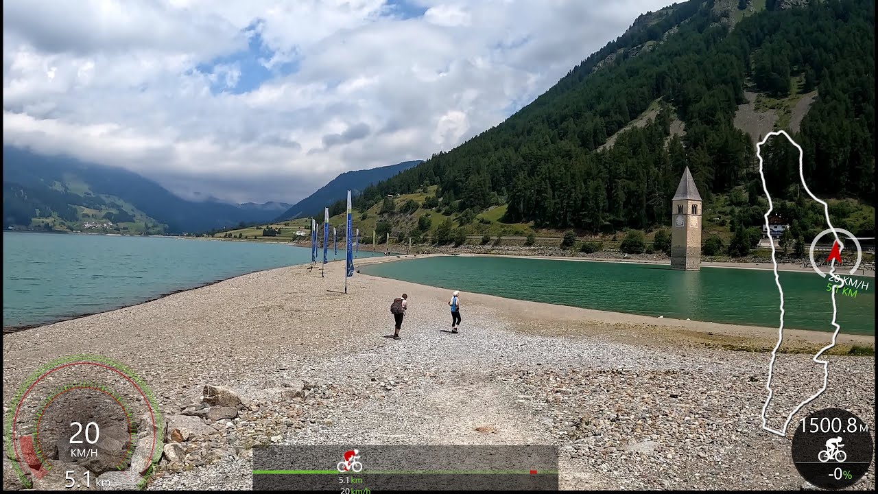 45 minutes Scenic Lago di Resia Indoor Cycling Workout Garmin 4K Video