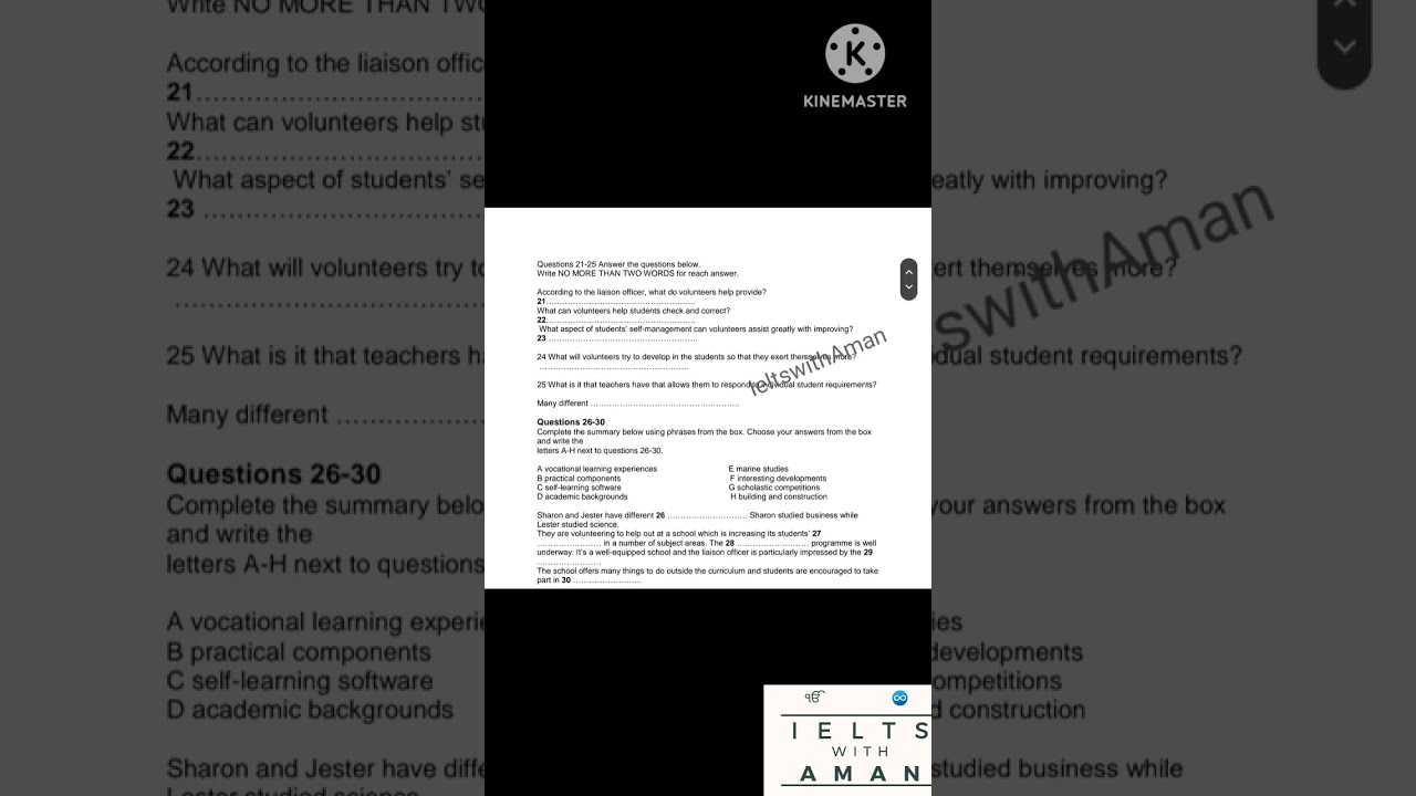Currently the man is studying listening// latest listening test//ieltswithAman