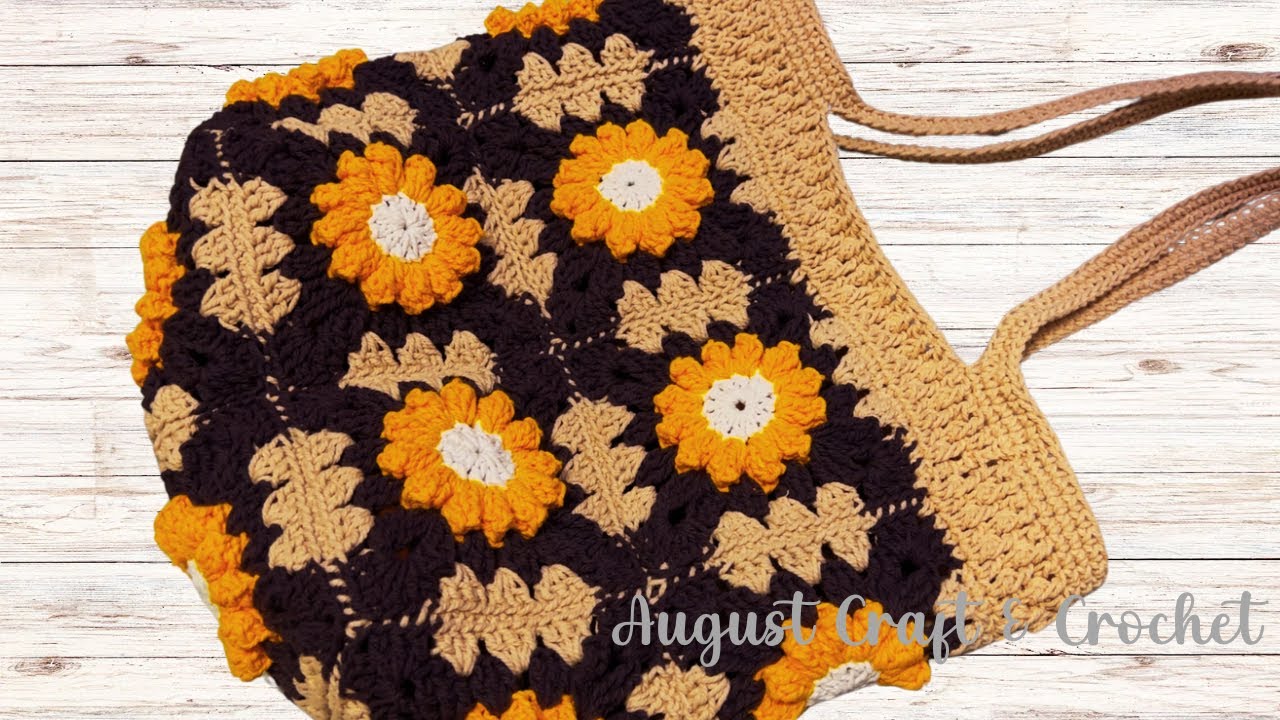 How to Granny Square Crochet tote bag. Simple Crochet shoulder bag.