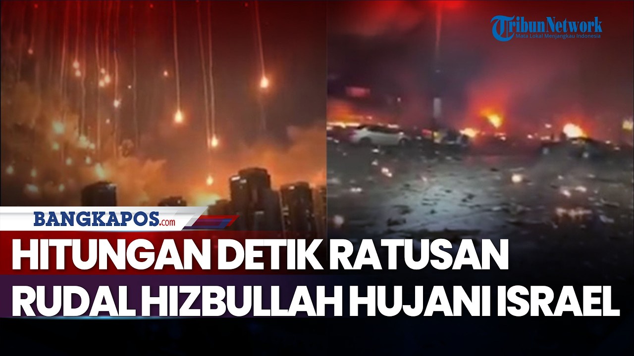 Hitungan Detik Ratusan Rudal Hizbullah Hujani Israel, Ciptakan Ledakan Dahsyat