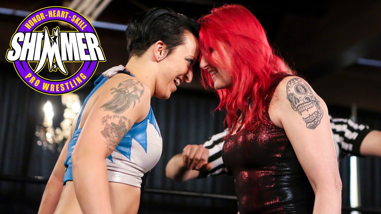Эви и Хайди Лавлейс против Сарайи Найт и Маюми Озаки на SHIMMER 72, 11 апреля 2015 года.