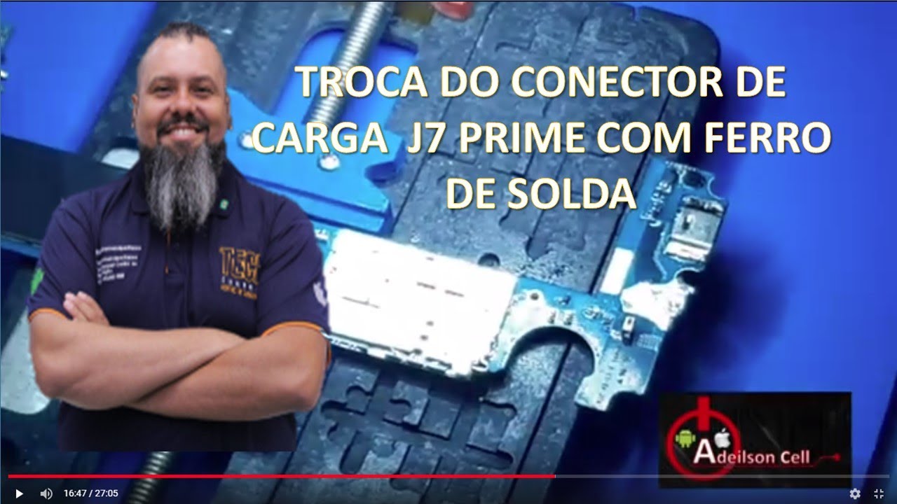 TROCA DO CONECTOR DE CARGA SAMSUNG  J7 PRIME  COM FERRO DE SOLDA.